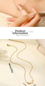 Detail of 18K gold-plated stainless steel dove necklace with sparkling crystal pendant