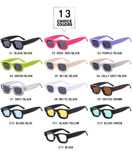 Grid view of vintage square sunglasses in thirteen stylish candy colors and finishes