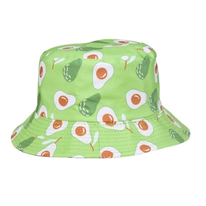 Chapeau bob réversible à imprimé tropical avocat et œuf au plat en vert pomme éclatant