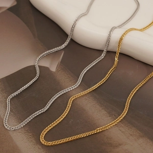 Minimalist wheat chain stainless steel necklaces in gold and silver finish