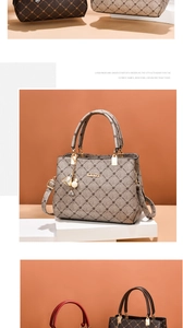 Detail shot of elegant handbags with floral embossing and decorative pearl pendants