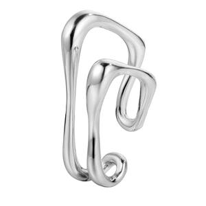 Modern S925 sterling silver ear cuff with minimalist double-layer irregular wavy lines