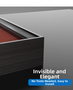 Close-up of black wood grain frame corner showing the multi-layered step design details