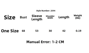Size chart detail for gradient knit slim top with bust and sleeve measurements in cm