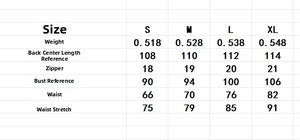 Detailed sizing chart with measurements for the backless embroidered long vacation dress
