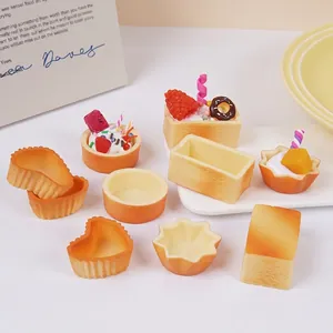 Simulation Cake Tart Shells DIY Food Play Models PVC Decorative Dessert Containers Pretend Play Kitchen Toys Handmade