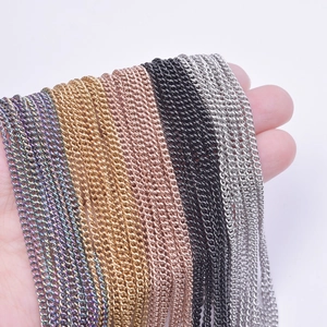 2.2mm 18k gold and colorful stainless steel flat chain necklaces for DIY jewelry making