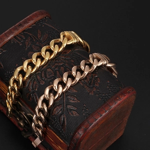 Hip hop style chunky 18K gold and rose gold plated stainless steel knot cuban bracelets