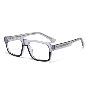 Stylish blue light blocking glasses in transparent grey and black frame for women