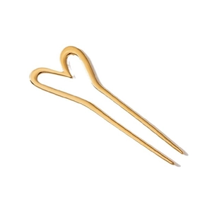 Elegant 18K gold-plated stainless steel hair pin with heart-shaped design for women