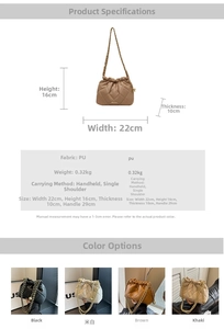 Quilted bucket bag dimensions and four-color comparison details in high-quality PU leather