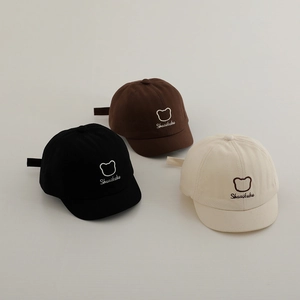 Casquette De Baseball Bébé Coton Brodé Ours Bord Court Chapeau Soleil Extérieur Pour Tout-Petits Ajustable