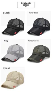 Breathable mesh baseball caps in five colors with professional embroidery detailing