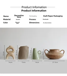 Detailed size specifications for Morandi ceramic vases with handcrafted dimensions and shapes
