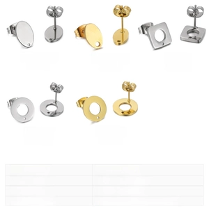 Technical drawing of stainless steel earring studs with dimensions and weight data