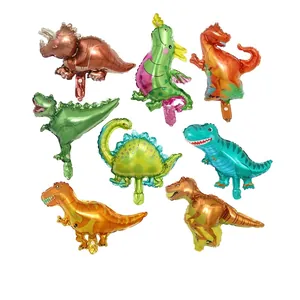 Mini Palloncini In Alluminio A Forma Di Dinosauro Cartone Animato Tirannosauro Decorazioni Per Feste Di Compleanno Bambini Lucentezza