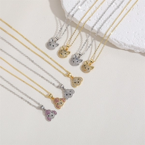 Exquisite copper dog pendant necklace with micro-pave cubic zirconia crystals for women