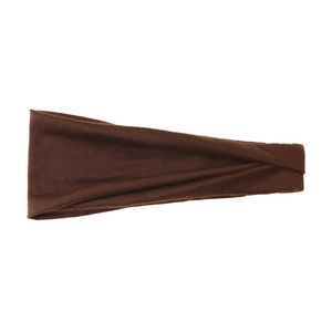 Texture détaillée du bandeau de yoga élastique marron foncé en tissu doux absorbant