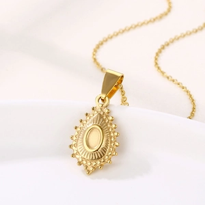 Collier Pendentif Goutte Eau Lettre O En Acier Inoxydable Plaqué Or Style Byzantin Vintage Bijoux Luxe Cour Pour Femmes