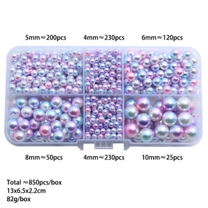 850pcs gradient round imitation pearls in 4-10mm sizes with 6-grid organizer box