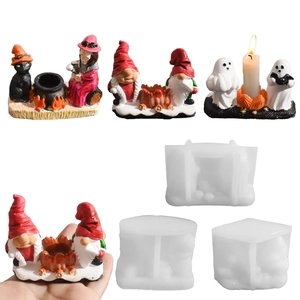 Halloween Ghost Gnome Witch Silicone Molds For Handmade Candle Holder DIY Plaster Resin Craft Festive Home Desktop Decor