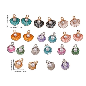 DIY colorful shell pendants with pearls for summer jewelry making in various sizes