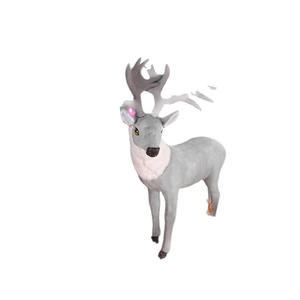 Forest-style grey reindeer figurine decoration for Christmas tabletop window display