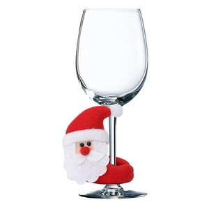 Christmas Wine Glass Decoration Identifiers Flannel Felt Santa Snowman Reindeer Charms For Holiday Party Table Decor