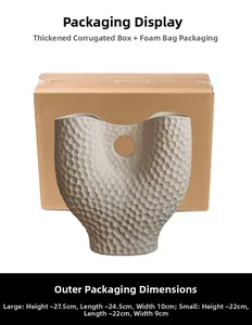 Tableau des tailles détaillé des vases en céramique avec dimensions de l'emballage