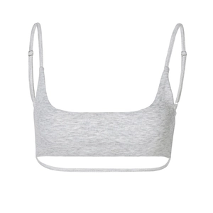 Haut court en tricot gris à bretelles fines et ourlet ajouré pour femmes chic