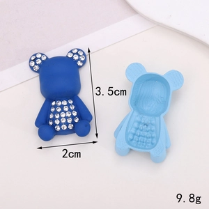 Cartoon resin bear charm with rhinestones for phone cases and shoes 3.5x2cm 9.8g