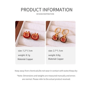 Detailed size and weight information for vintage pomegranate style 18K gold plated earrings