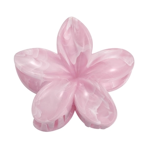 Pink marble texture frangipani flower hair claw clip for women on white background