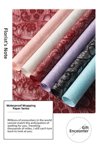 Detail of waterproof lace pattern floral wrapping paper in multiple vibrant colors