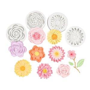 DIY silicone molds for 3D flowers like rose and daisy, perfect for fondant or soap making