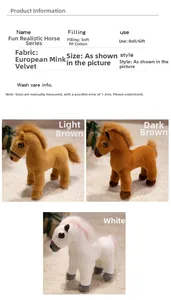 Vue détaillée de la peluche cheval montrant la fourrure synthétique et le coton PP