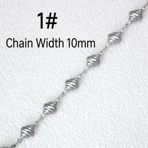 Handmade 10mm stainless steel shell link chain with spiral texture for DIY jewelry