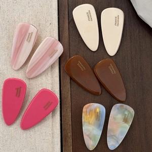 Duckbill Hair Clips Acetate Resin Metal Marble Stone Pattern Traceless Side Bangs Clip French Handmade Vintage Women Girls