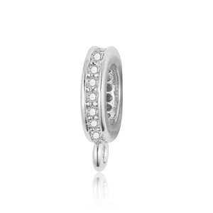 Detail of silver clasp with micro-set cubic zirconia for necklaces and pendants