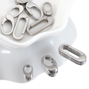 Polished stainless steel spring clasps in multiple sizes for DIY necklace making