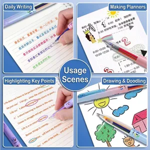 Multicolor multi-functional gel pen set in pastel colors for note-taking and drawing