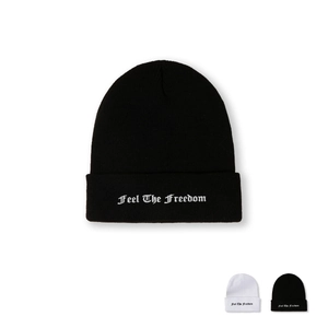 Feel The Freedom Embroidery Knit Beanie Hat Warm Acrylic Winter Cuffed Skull Cap For Men Women Fashion