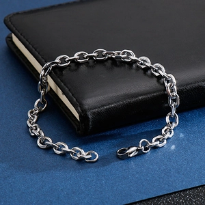 Bracciale A Catena Rolo In Acciaio Inossidabile Lucidato O-Link Punk Hip Hop Gioielli Minimalisti Moda Unisex