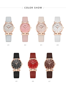 Matrix layout of fashion women's quartz watches with leaf relief dial and multi-color straps