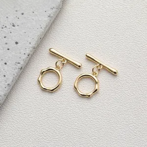 Detail of 14K gold plated OT toggle clasps for DIY jewelry making and handmade necklaces