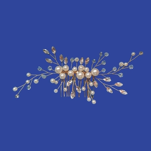Handmade Alloy Faux Artificial Pearl Crystal Hair Comb Elegant Floral Vine Headpiece For Wedding Party Bridal Banquet Women Decorative
