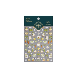 Stickers nail art 3D avec motifs lapins, carottes et fleurs de style pastoral