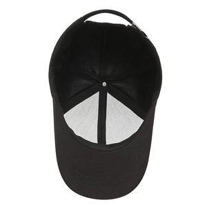 Classic black men's baseball cap with six-panel structure and adjustable metal buckle