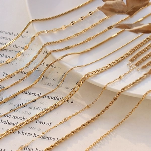 Minimalist Necklace Chain Stainless Steel 18K Gold Plated Snake Box Curb Twist Link Choker For Women Men Simple Jewelry