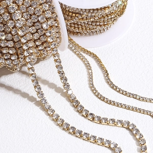 Stainless Steel Rhinestone Claw Chain Vacuum Gold Plated Dense Cup Chain For DIY Jewelry Making Clothing Accessories Crafting